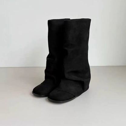 Womens Cowhide Knight Boots with Rivet Details