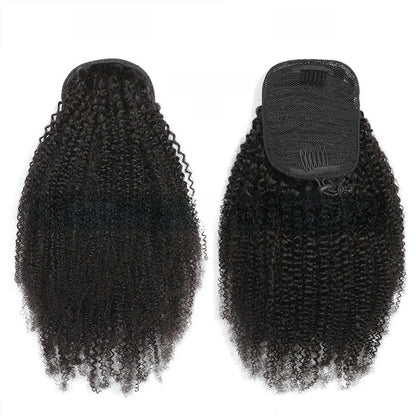 Real hair drawstring ponytail