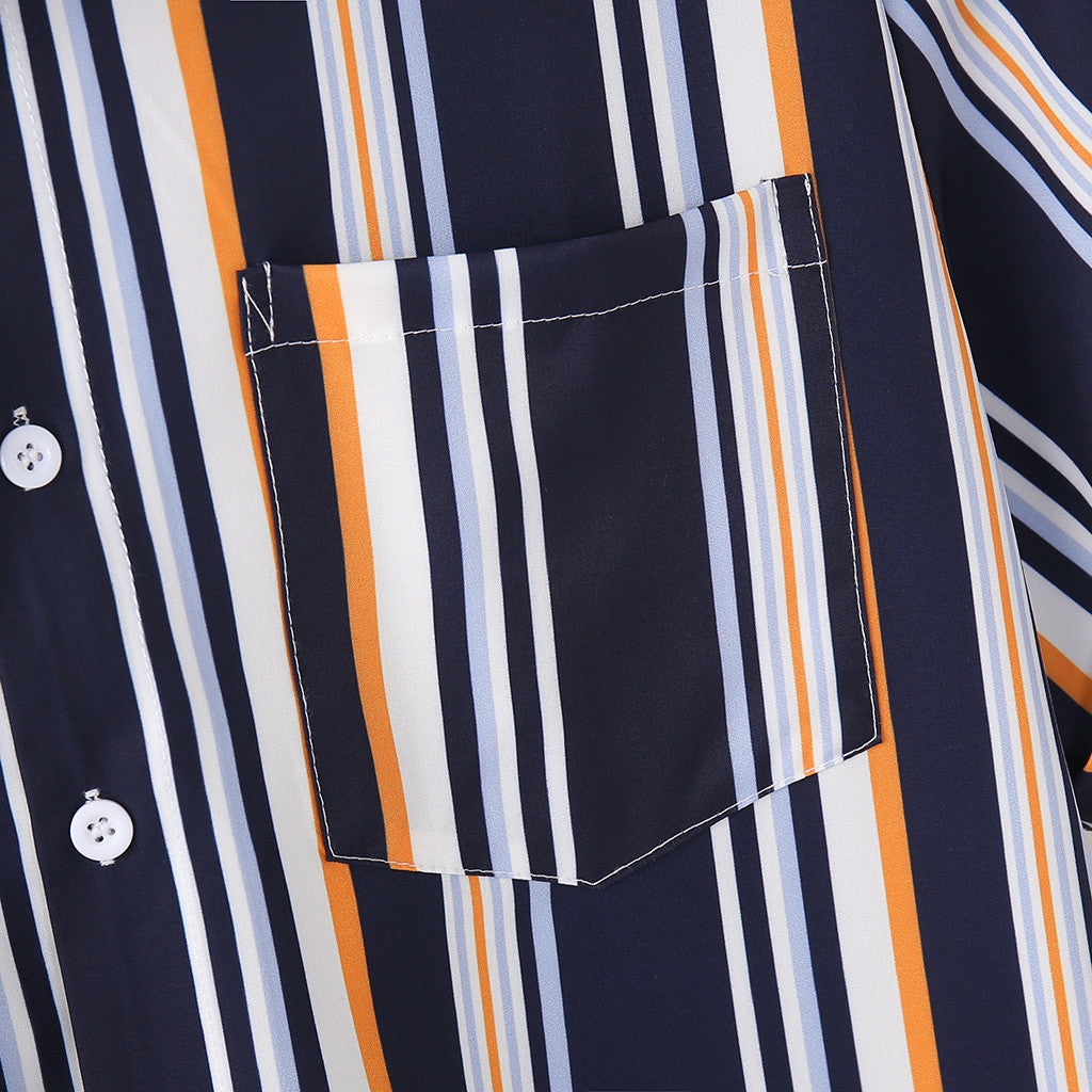 Heren overhemd met korte mouwen en strepen