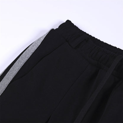 Three bar loose straight leg sweatpants