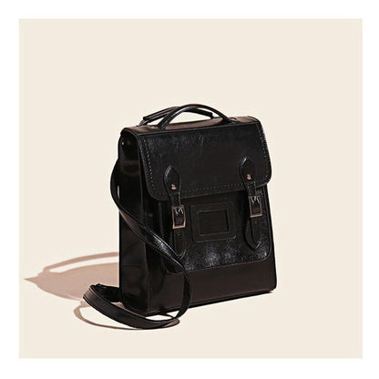 Fashion Leather Women Backpack Casual Oil Wax Cowhide Retro Schoolbag