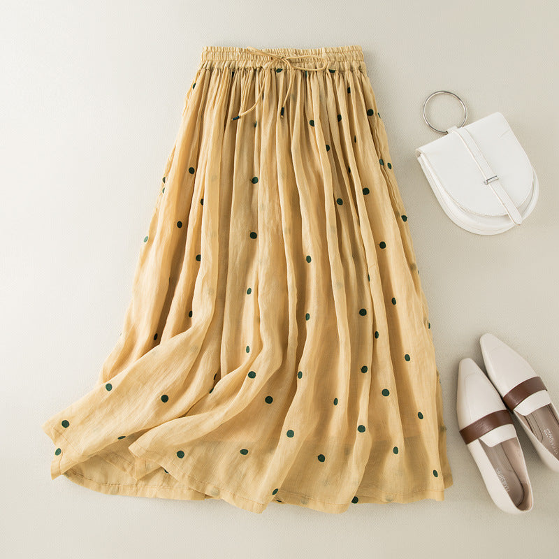 cotton and linen long skirt