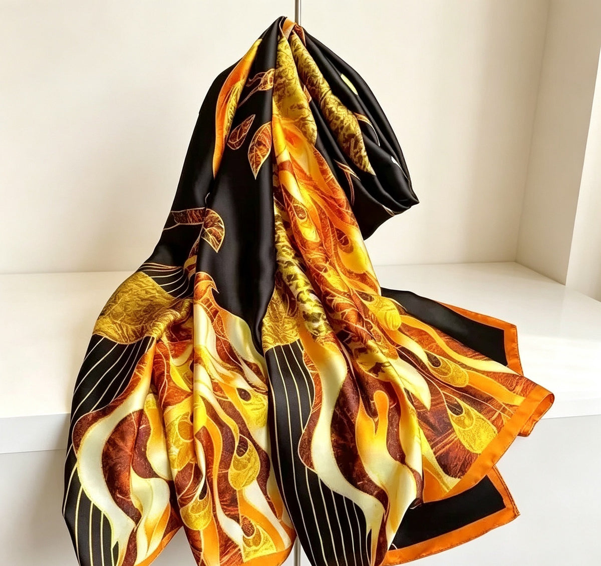 Women's Lijin Satin Scarf Floral Print Shawl