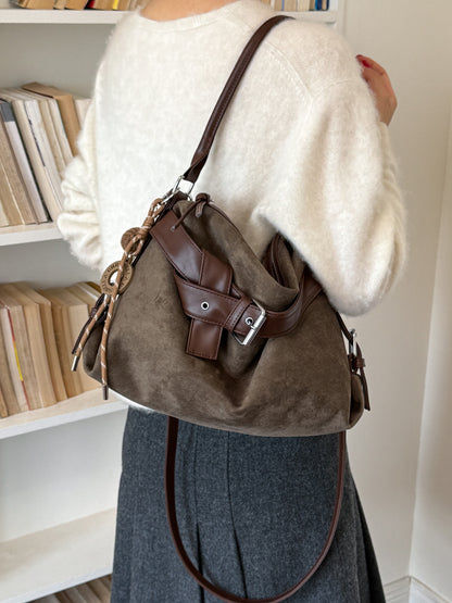 Vintage Suede Shoulder Bag for Women