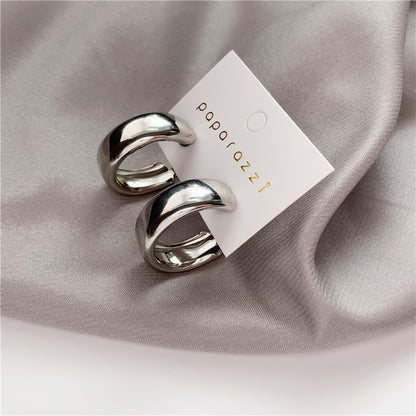Minimalist Gold Silver color Metal Large Circle Geometric Round Big Earrings for Women Girl Wedding Party Jewelry