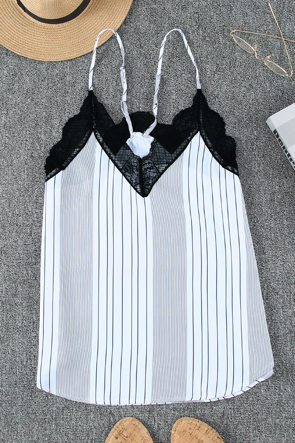 Stripe Lace Cami Tank