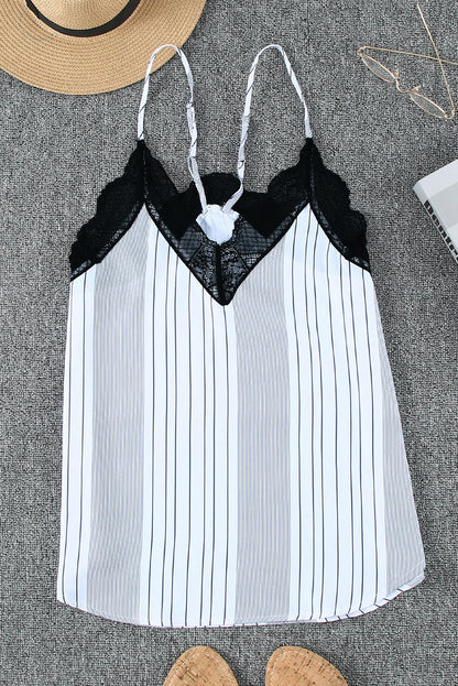 Stripe Lace Cami Tank