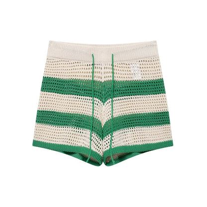Knitted polo shirt jacket+shorts set