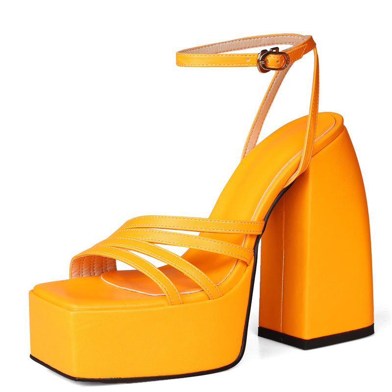 Summer Chunky High Heel Open Toe Sandals For Women Plus Size 40-46