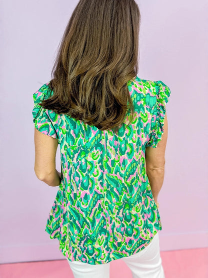 Womens Floral Print V-neck Top