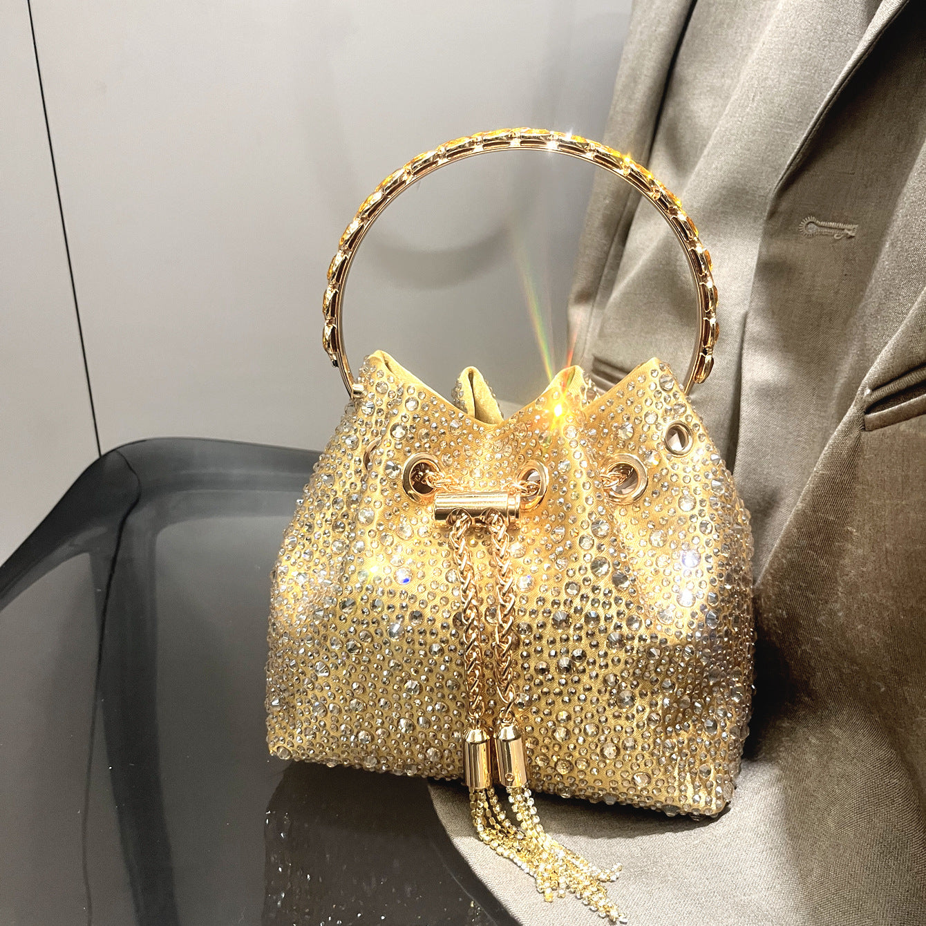Diamond Crystal Bucket Bag