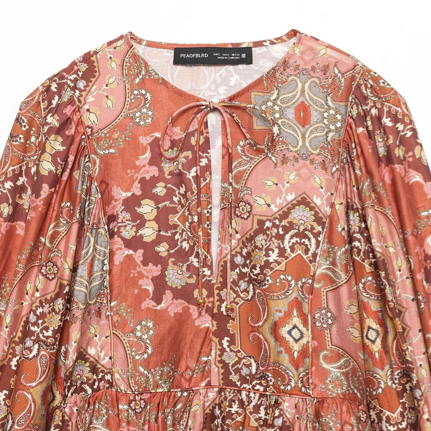 Retro-stijl bedrukte blouse met zoom