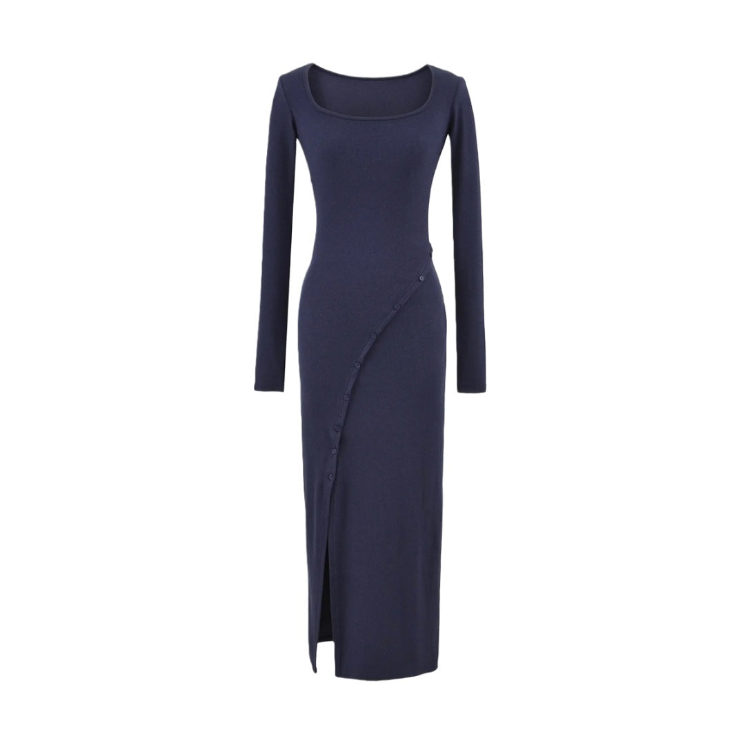 Chic Long Dress for Autumn,  Spicy Pure Desire Style, Fitted Waist, Bodycon Dress for Women