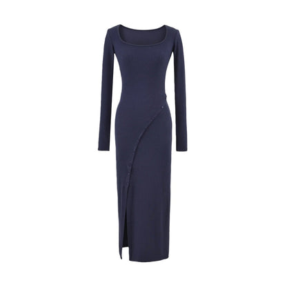 Chic Long Dress for Autumn,  Spicy Pure Desire Style, Fitted Waist, Bodycon Dress for Women