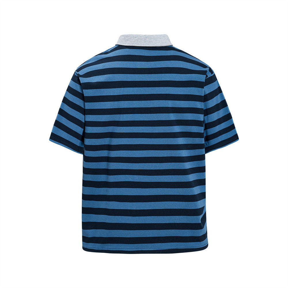 Gestreepte poloshirt met letterprint en korte mouwen