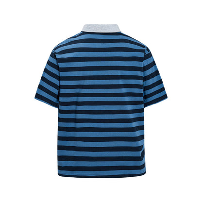 Gestreepte poloshirt met letterprint en korte mouwen