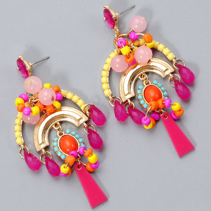 Juran Bohemian Beaded Big Tassel Dangle Earrings for Women Vintage Statement Drop Earrings Boho Handmade Jewelry Trend