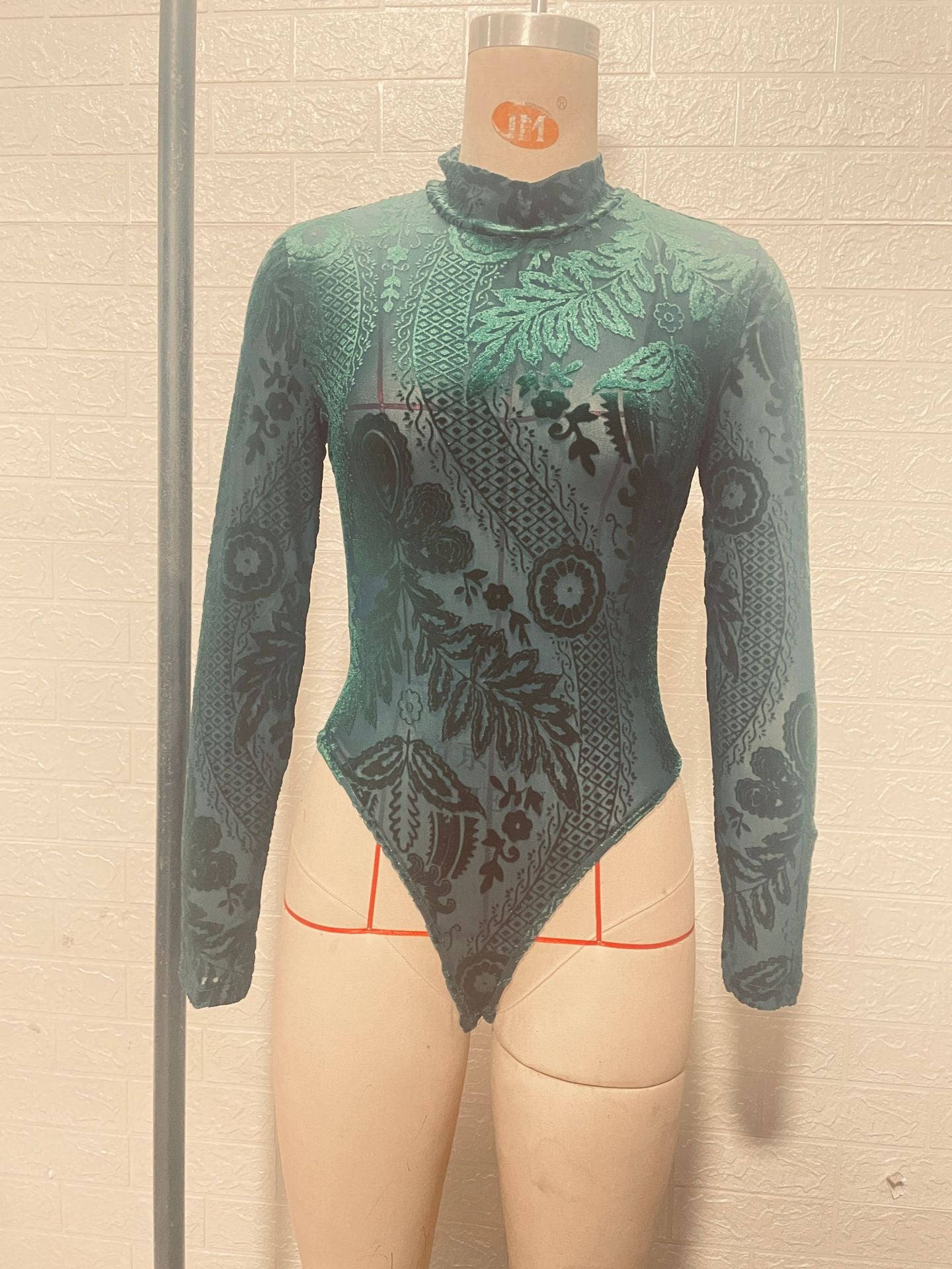 Embroidered long sleeved lace women's jumpsuit
