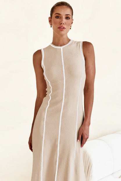 Contrast Stitching Maxi Tank Dress