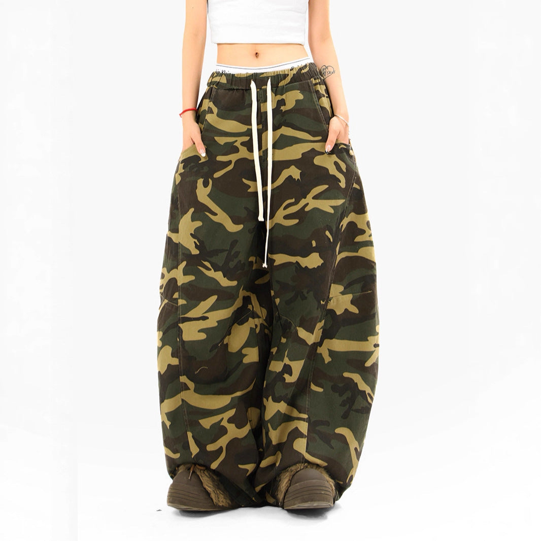 Casual wijde jeans met camouflageprint unisex