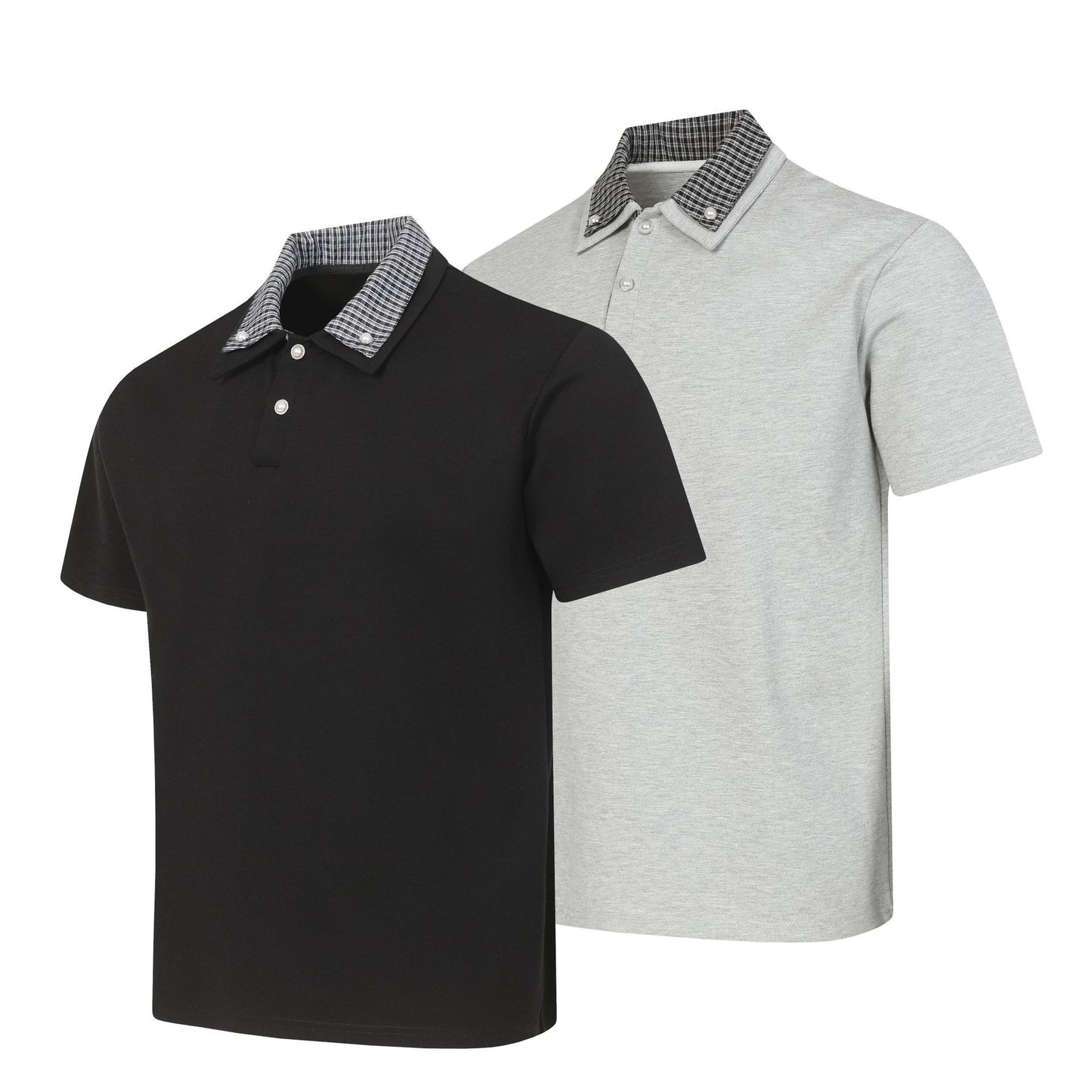 checkered collar polo shirt casual versatile short sleeve top