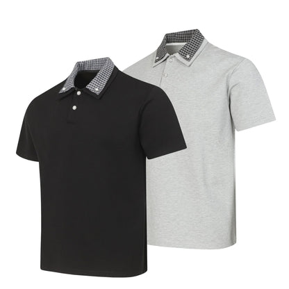 checkered collar polo shirt casual versatile short sleeve top