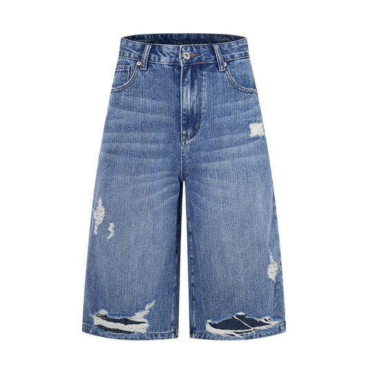 Ripped denim shorts