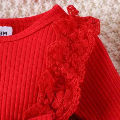 Babyjurk met kanten ruches details en ruitjespatroon plus hoofdband