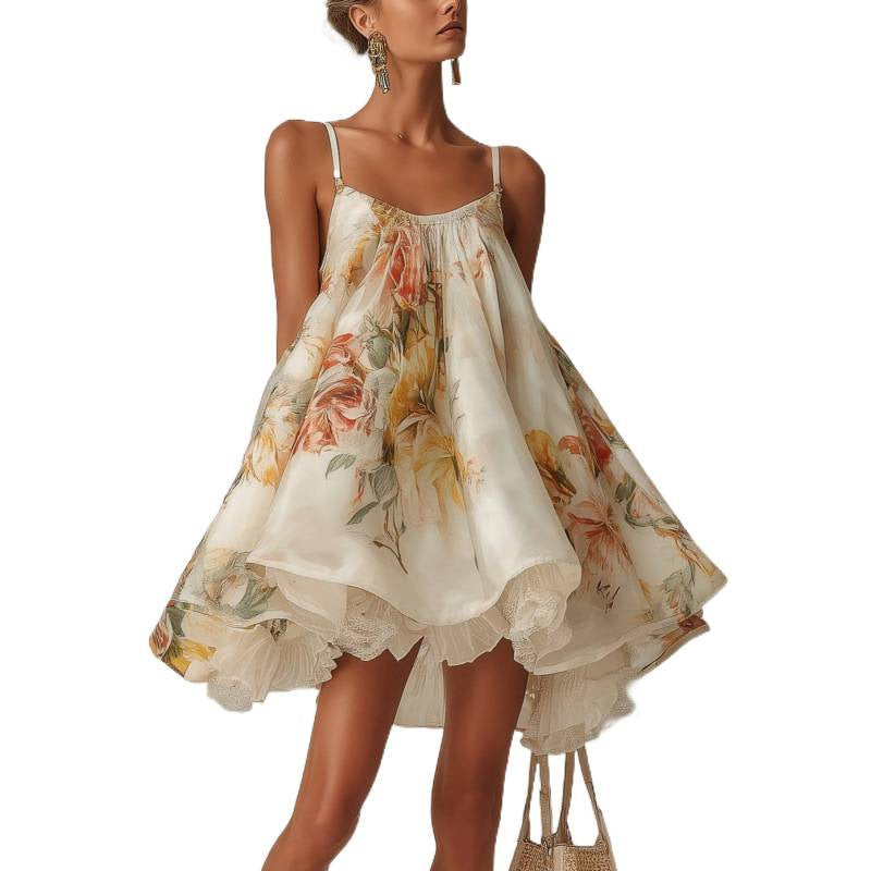 Onregelmatige feestjurk met bloemenprint voor dames