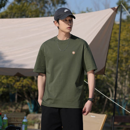 Cotton Summer Loose Texture Letter Embroidered T-shirt