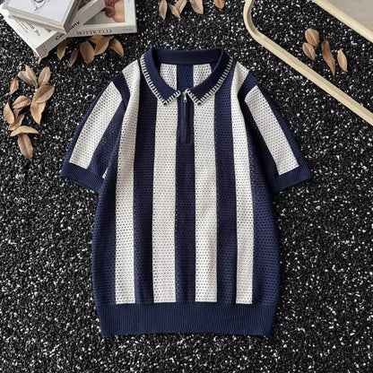 Polo shirt men's summer slim fit casual top with half sleeves