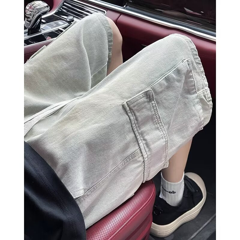 Workwear denim men's loose summer men's straight leg pants