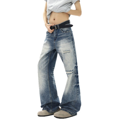 Street Style Washed Distressed Denim Pants