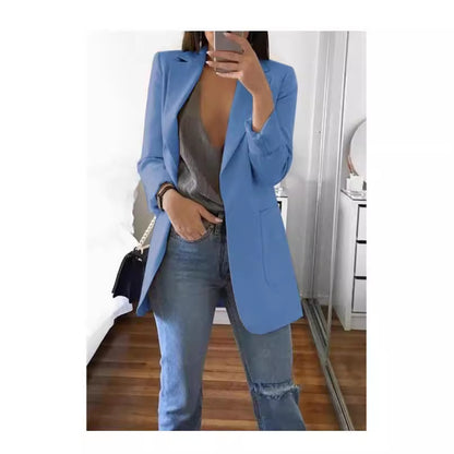 European and American fashion collar slim fit cardigan temperament suit jacket for women