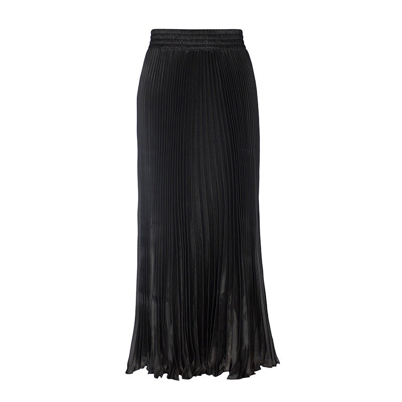 Glossy pleated skirt long accordion skirt long skirt skirt
