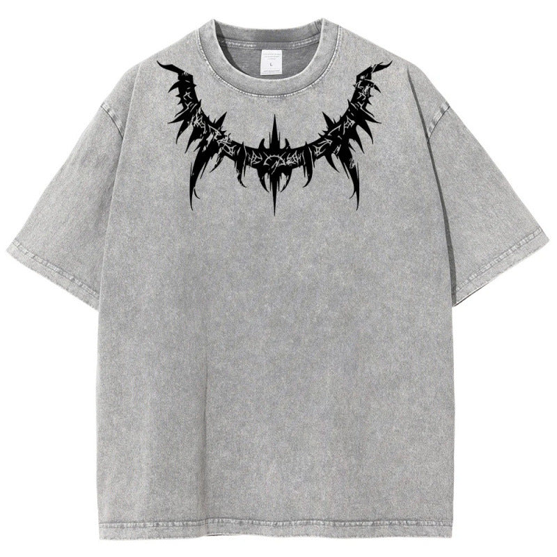 Anime BerserkPrinted T-Shirt Summer Cotton Washed Vintage Short Sleeve