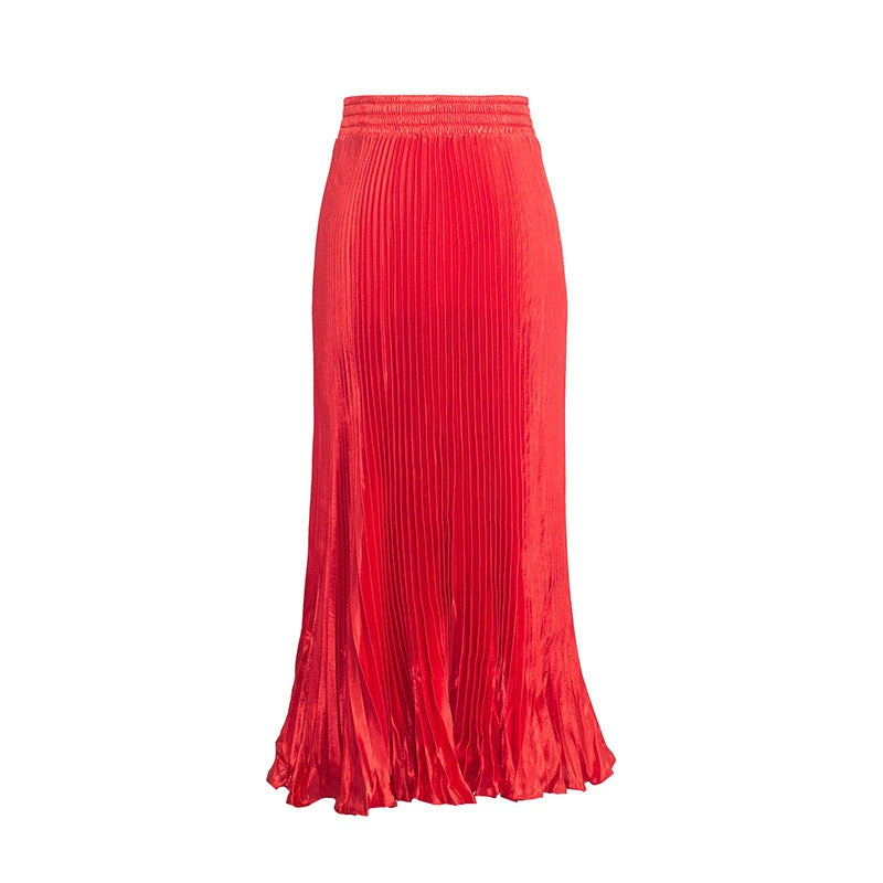 Glossy pleated skirt long accordion skirt long skirt skirt