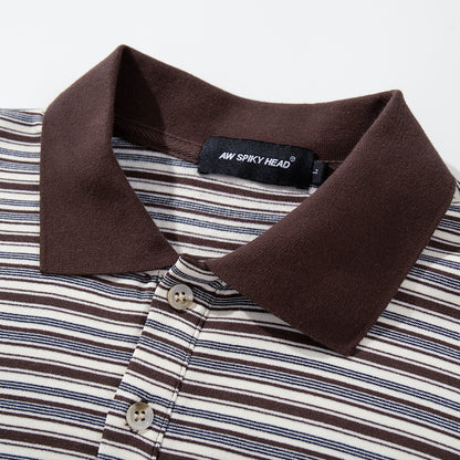 Striped short sleeved polo shirt