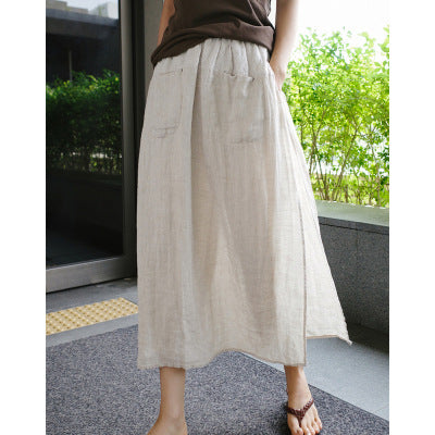 Linnen maxi-rok met broek en grote split