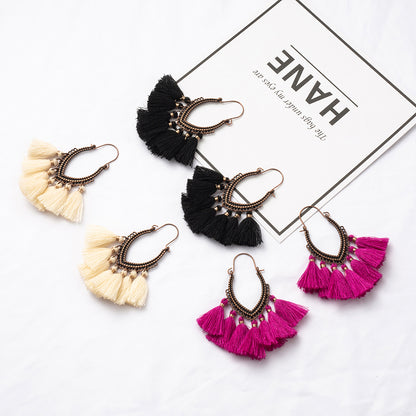 Fringe Vintage Boho Bohemian Ethnic Tassel Drop Dangle Hanging Earrings for Women Female Trendy Jewelry Accessories