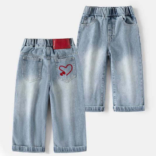 Modieuze spijkerbroek met wijde pijpen voor meisjes