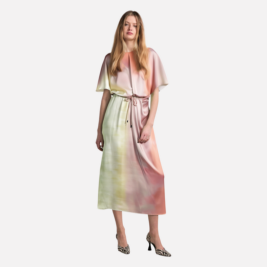 New summer tie dye printed MIDI dress
