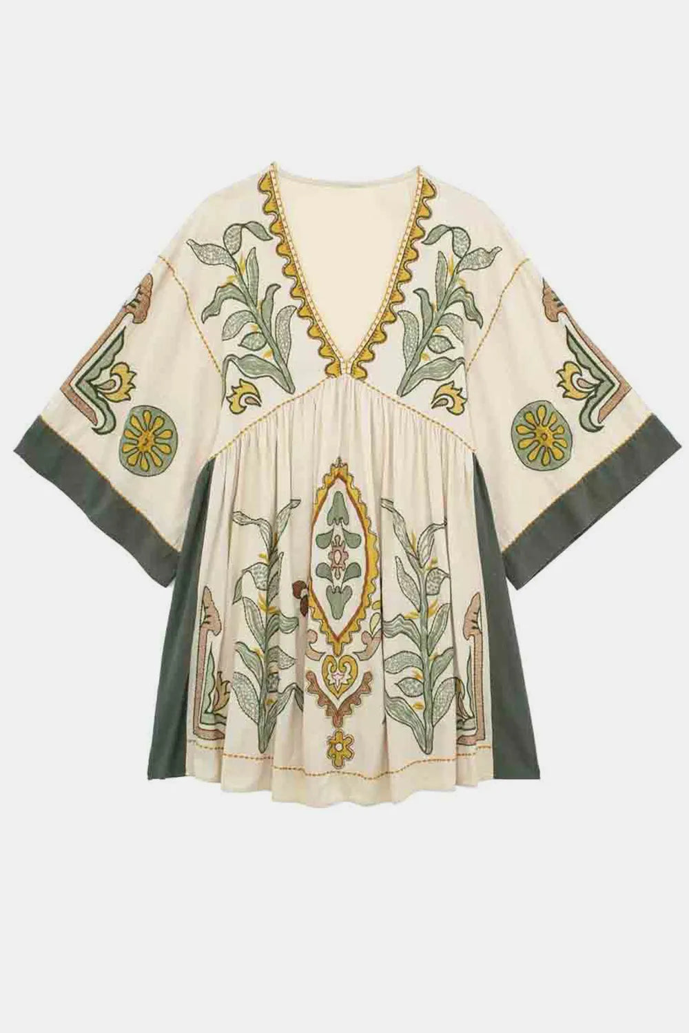 Beautiful women's summer retro loose V-neck dress
