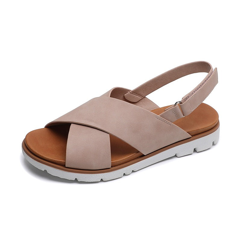 Flat sandals for women's summer leisure beach soft soled vacation Roman shoes