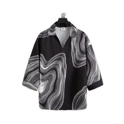 Summer ice silk short sleeved shirt for men