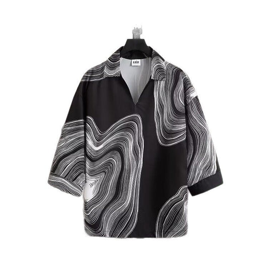 Summer ice silk short sleeved shirt for men