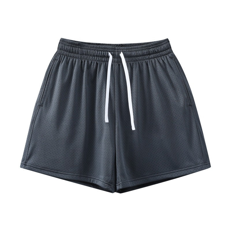 Sports Training Quarter Shorts Mens Over Knee Sports Pants Summer Training Fitness Two Layer Mesh Breathable Basketball Pants