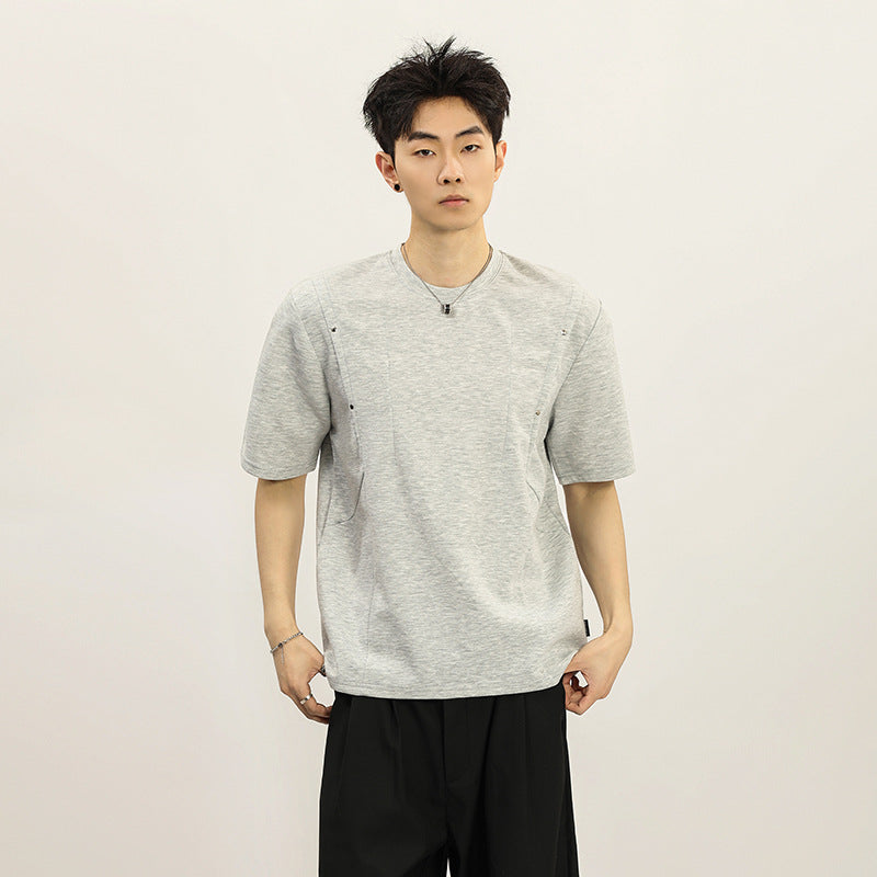 Casual short sleeved T-shirt men's and women's summer rivet top