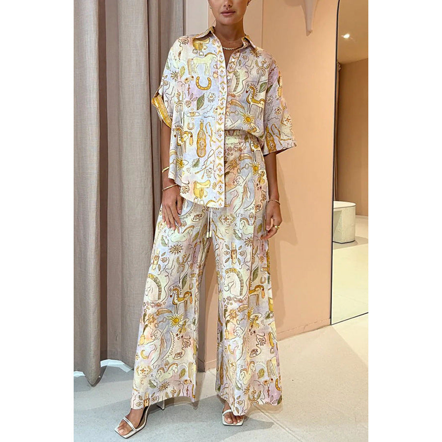 Casual Pocket Half-Sleeve Set INS Loose Fashion Women's Two-Piece Suit