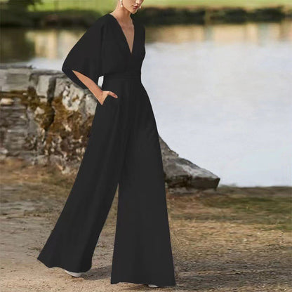 Summer solid color fashionable new Chinese style jumpsuit temperament commuting jumpsuit